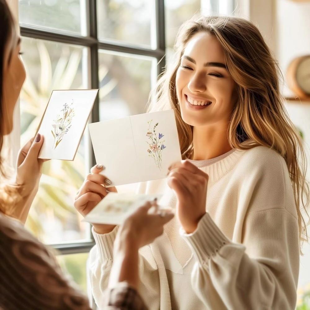 10 Pcs Watercolor Flower Blank Note Cards DIY Party Invitation Card Artistic Blank Greeting Cards