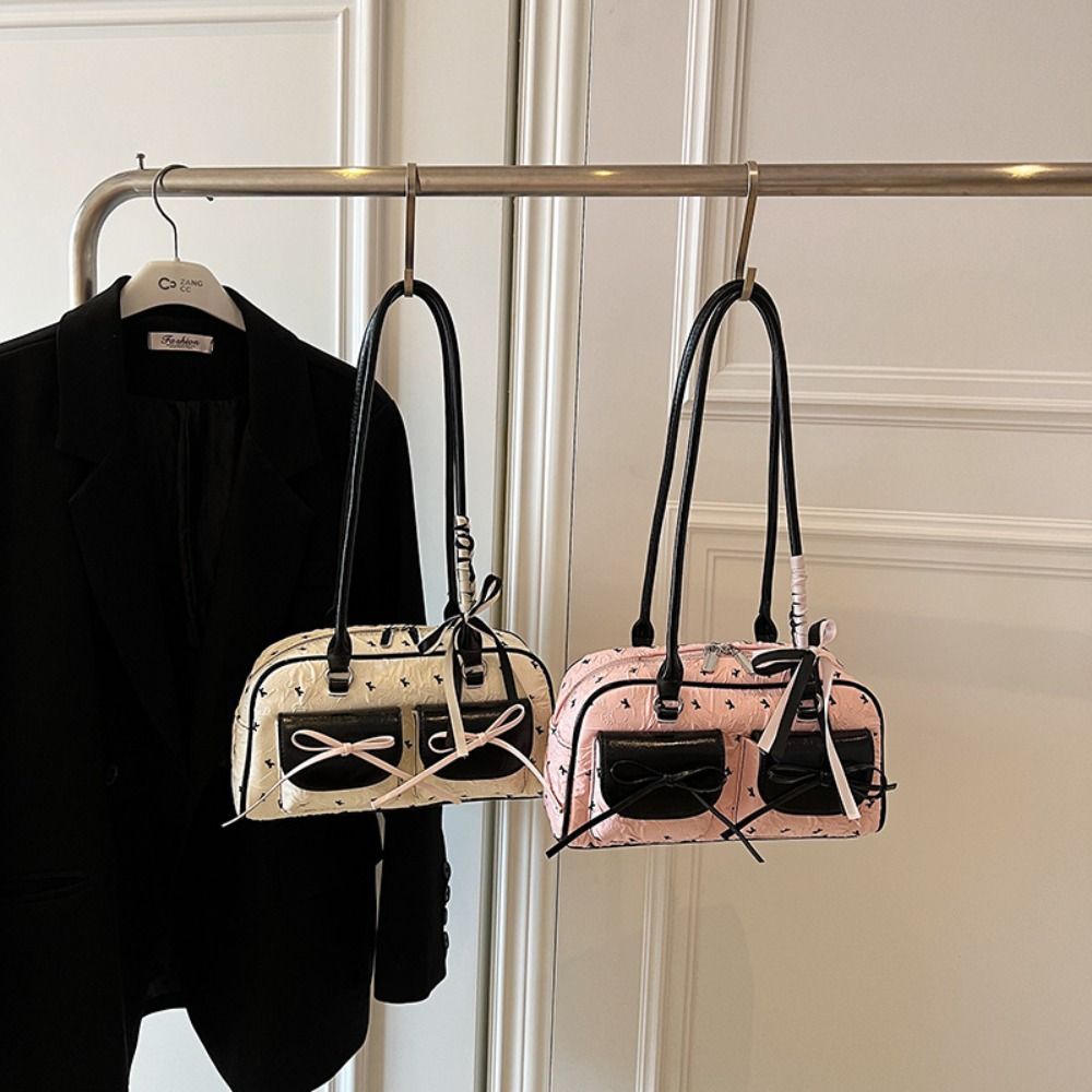 Korean Style Bow Ribbon Shoulder Bag Commuting Y2k Armpit Bag French Stick Underarm Bag  Daily