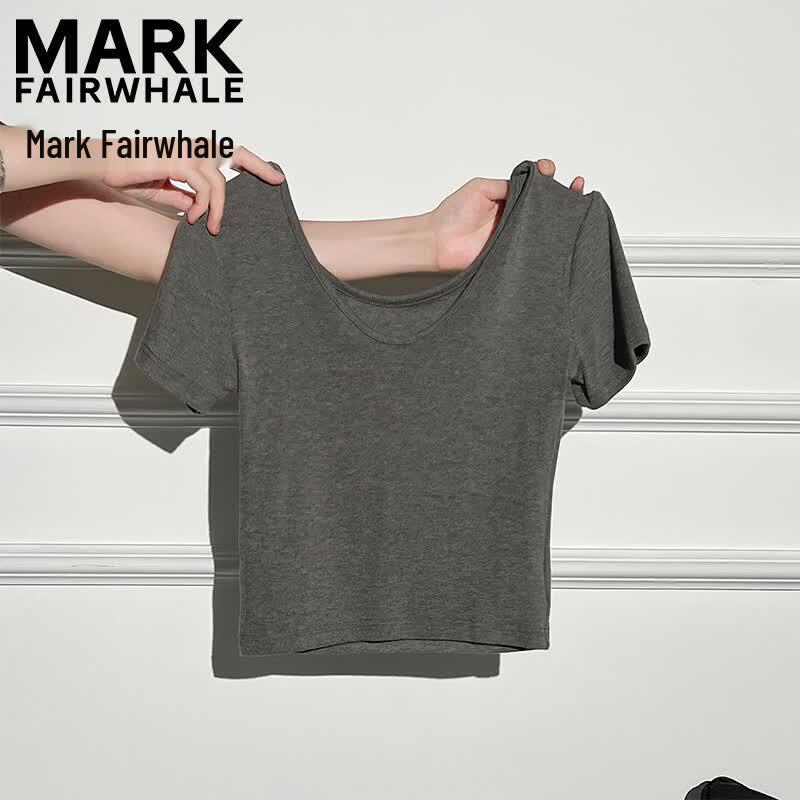 Mark Fairwhale Women's Reversible U-Neck Cropped Slim Fit T-Shirt