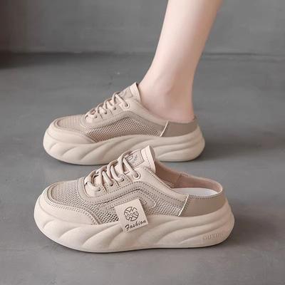 Summer Women's Little White Shoes Ins Thick-soled Casual Women's Shoes Mesh Breathable Half-slippers