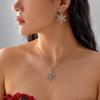 Christmas Full Rhinestone Snowflake Stud Earrings for Women Girls Exquisite Pendant Necklace Fashion Wedding Party Jewelry Set
