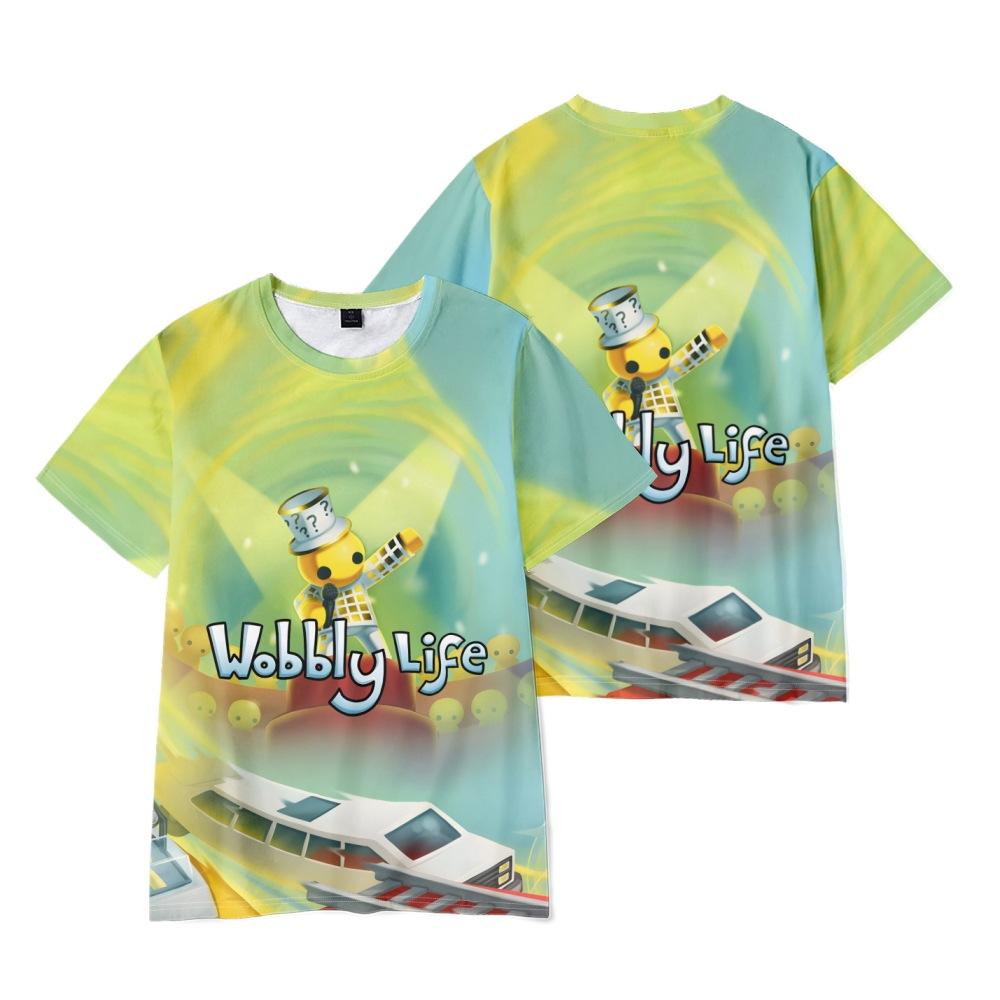 Wobbly Life Anime Printed T-shirt Men Women Casual Round Neck Short-sleeved Kid Funny Trendy Unisex Tees Tops 16 Colors