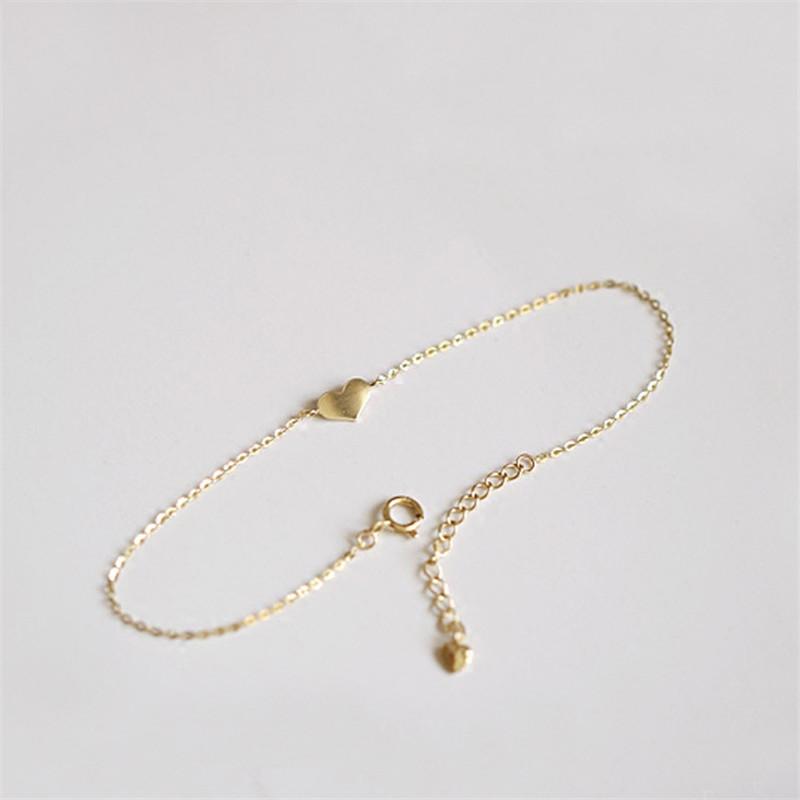 925 Sterling Silber Koreanische Version Einfache Herz-Stab-Kettenarmband Damen Mode Charme 14k Gold Schmuckzubehör