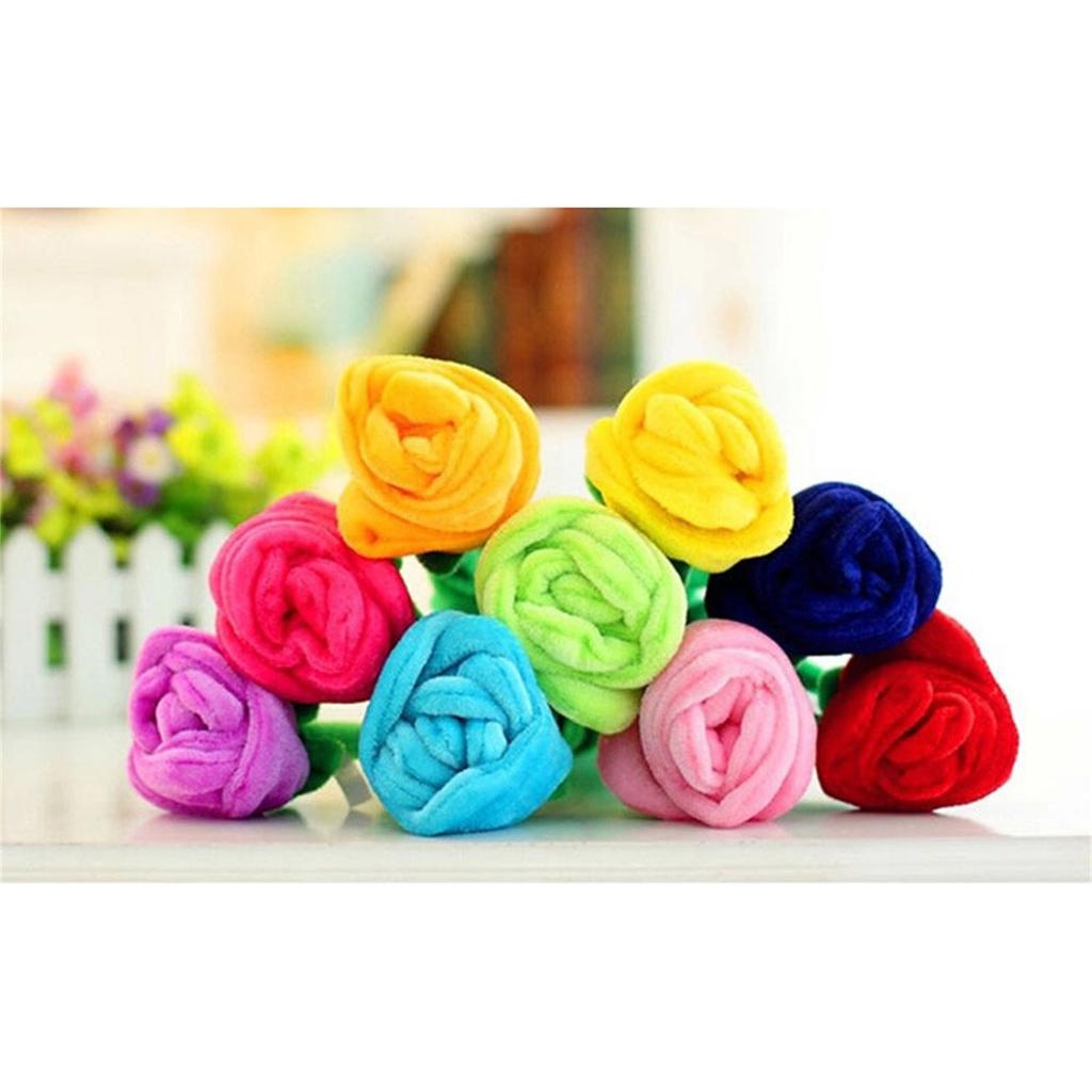 Simulation Plush Rose Assorted Colors Rose Long Flexible Stem for Decoration