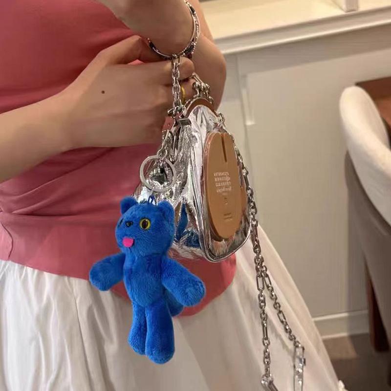 Chaveiro Pingente Boneca Gato Preto Azul Fofo Enfeites Pendurados Mochila Chaveiro Carro Presente