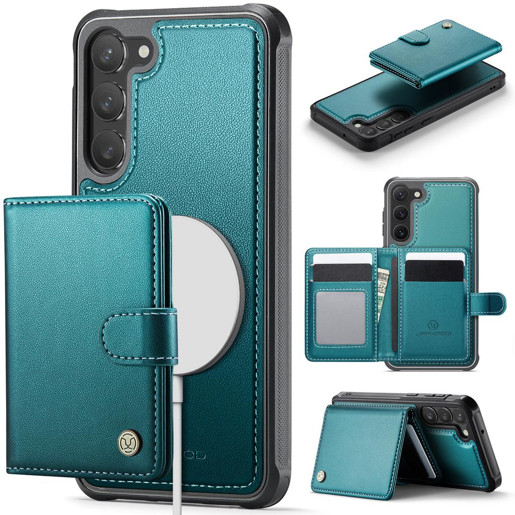 For Samsung Galaxy S23+ Case JEEHOOD J09 RFID Blocking Card Holder Leather Back Phone Cover Magnetic Case