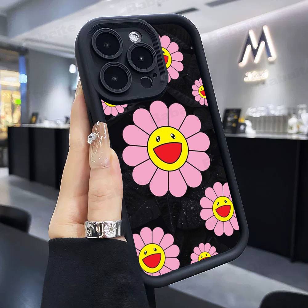 

Japanese Artisti M-murakami T-takash Art Colorful Phone Case For iPhone 17 16 15 14 13 12 11 Pro Max 16E Plus INS Soft Cover iPhone 15 pro