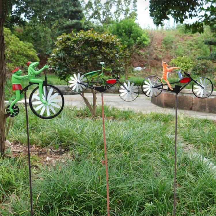 Frogs Bike Sculptures Fast delivery Handmade Metal Wind Spinner with Frogs