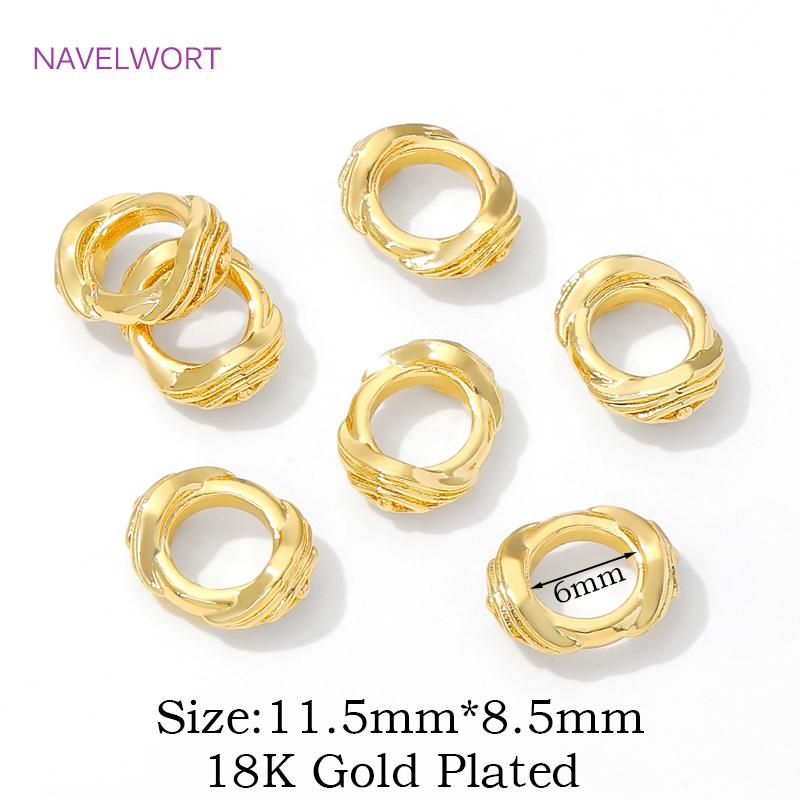 

2/4/6pcs/Lot Brass Beads Separators 18K Gold Plated Spacer Beads Loose Beads For Bracelet Making Findings,DIY Beading Supplies 2 Pieces