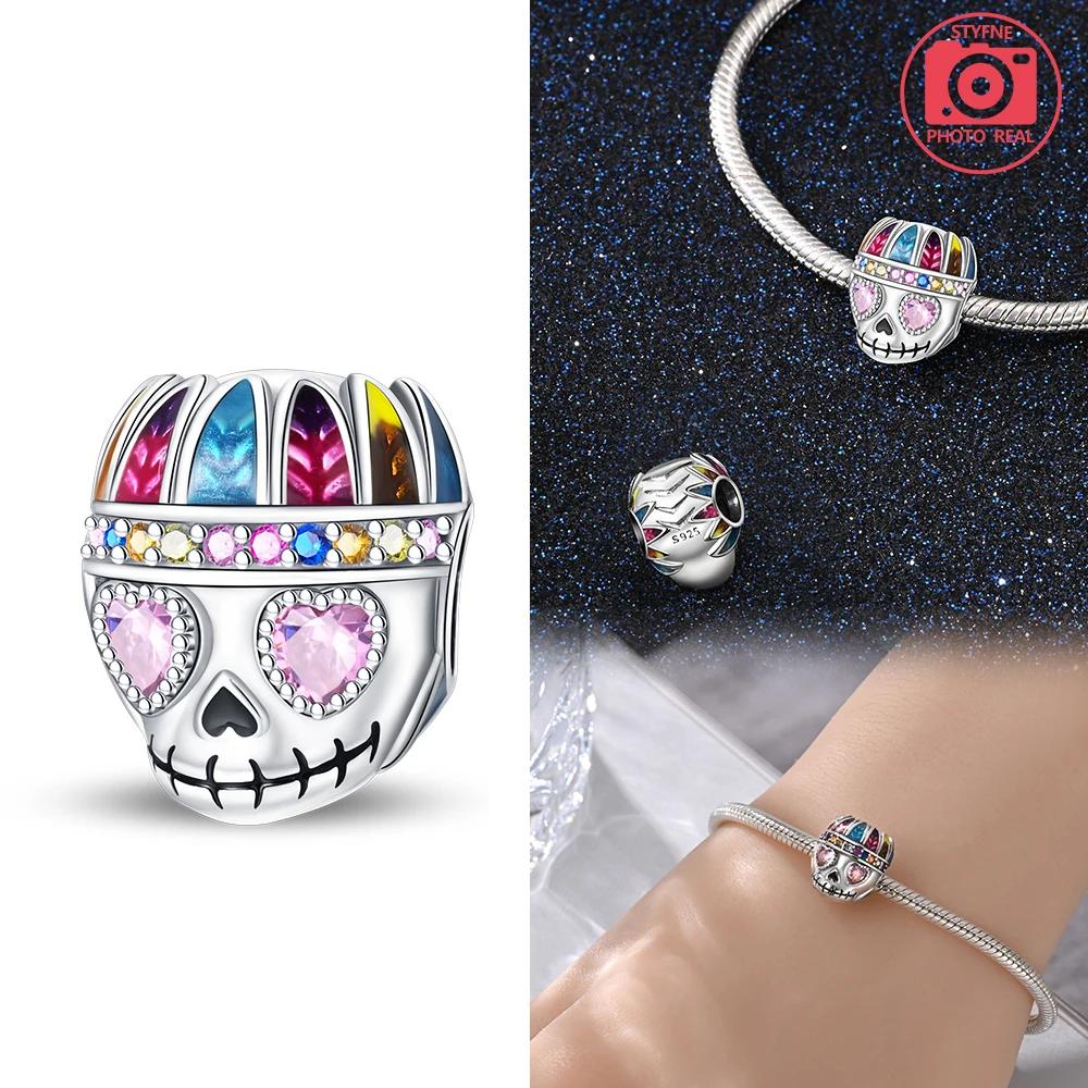 Halloween Skull Beads Silver Colors Charm Beads Fit Original Charms Bracelet Beads for Women Jewelry Making Gifts