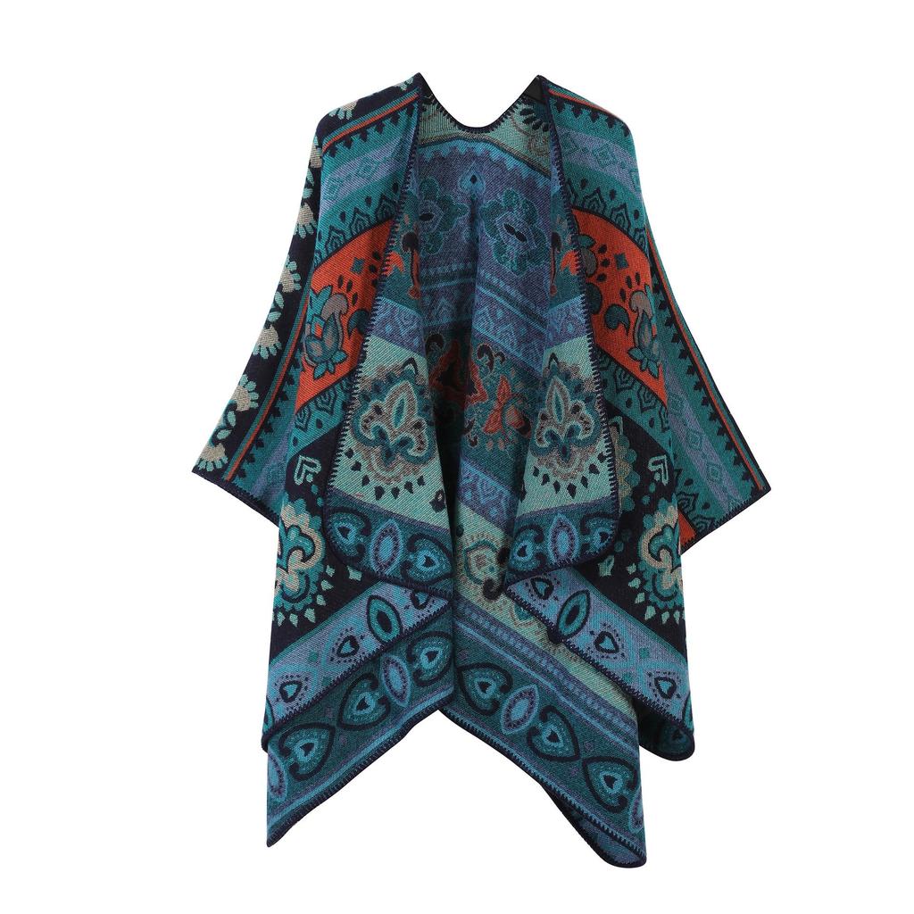 Women's Ethnic Shawl: Northwest Travel Cape, Thick Warm Scarf Cloak