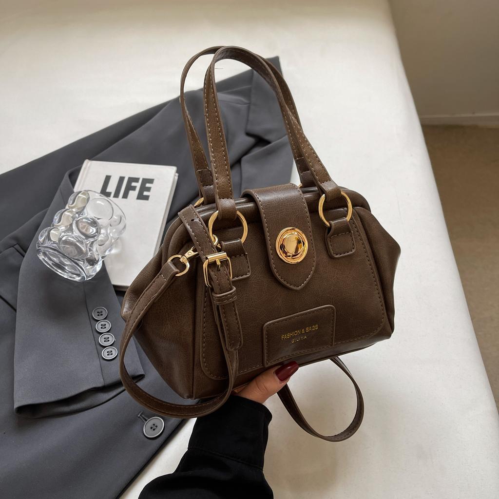 Pure Color Superior Feeling Fashion Clip-on Handbag with All Kinds of Ladies Tote Bag High-capacity Boston Bag