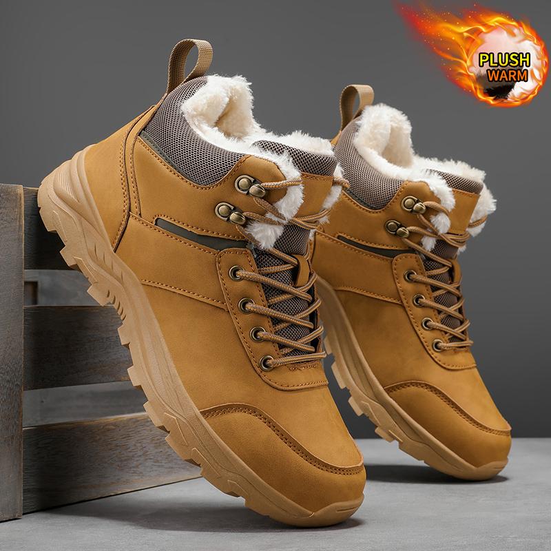

Men s Winter Boots Warm Waterproof N-Slip Plush Sneakers Shoes - Winter Slippers Male Tenis Boots 48