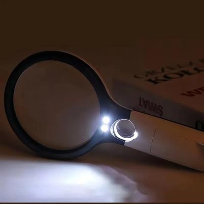 1Pcs for Reading Magnifying Glass Jewelry Loupe White Magnifying Glass Handheld 45X Magnifier with 3 LED Light