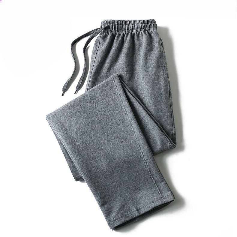 Men's Plus Size Spring Summer Sweatpants Fleece Joggers Loose Straight Cotton Versatile Casual Long Pants