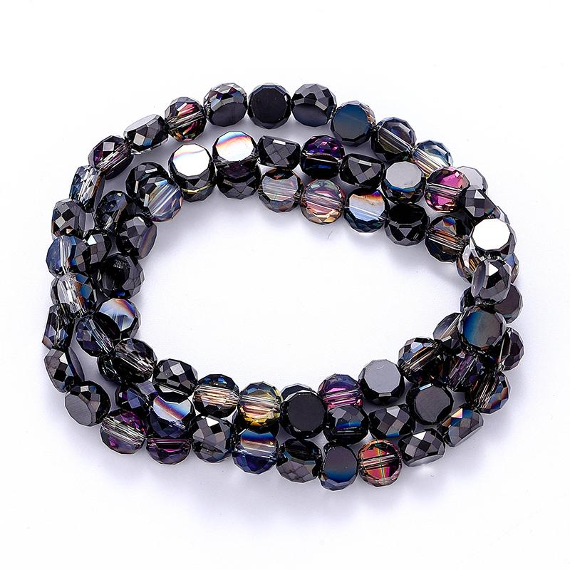 Flat Round Glass Beads Transparent Faceted Glass Spacers Colorful Coin Beads Crystal Loose Beads for Jewelry Making DIY Bracelet