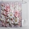 3D Flower Shower Curtain Set Colorful Printing Design Fabric Bathroom Decoration Waterproof Washable Shower Curtain With Hooks