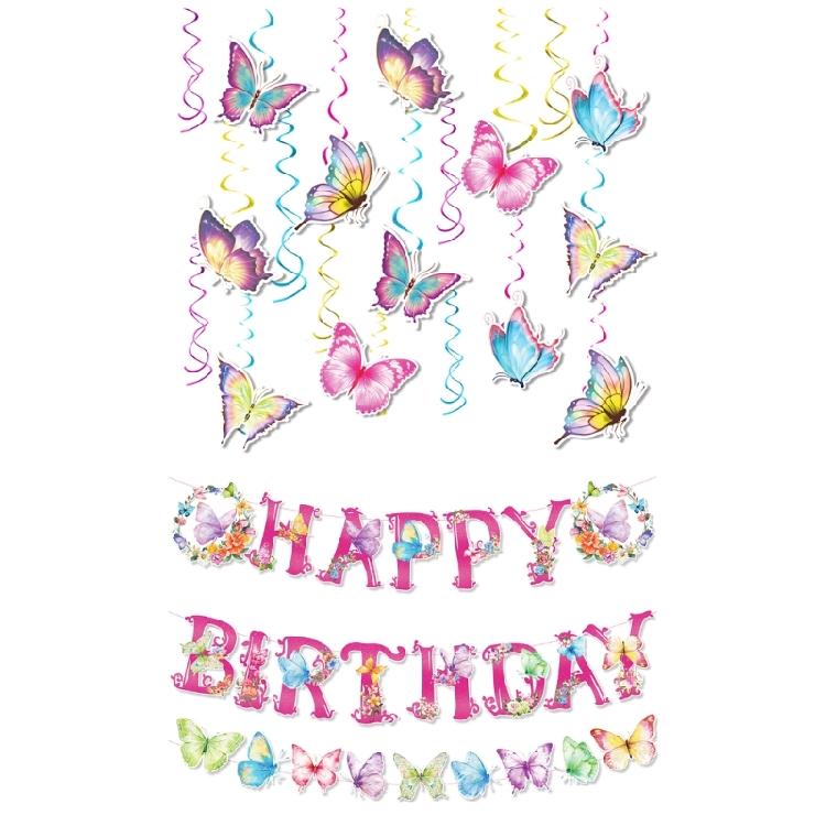 Colorful Letter Spirals Banner Party Accessories Eye Catching Flag Decorations