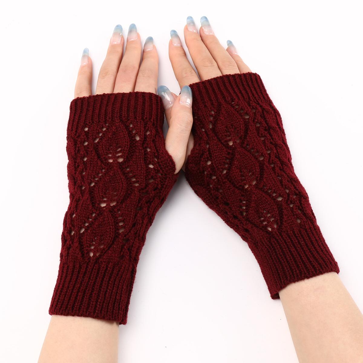 

Новые осенние и зимние теплые модные женские перчатки с полупальцами, нескользящие теплые милые женские перчатки one size бордовый
