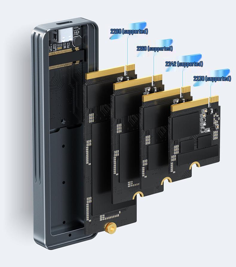 M.2 NVMe/SATA SSD Enclosure, CNC Aluminum Alloy [Non-Extruded]