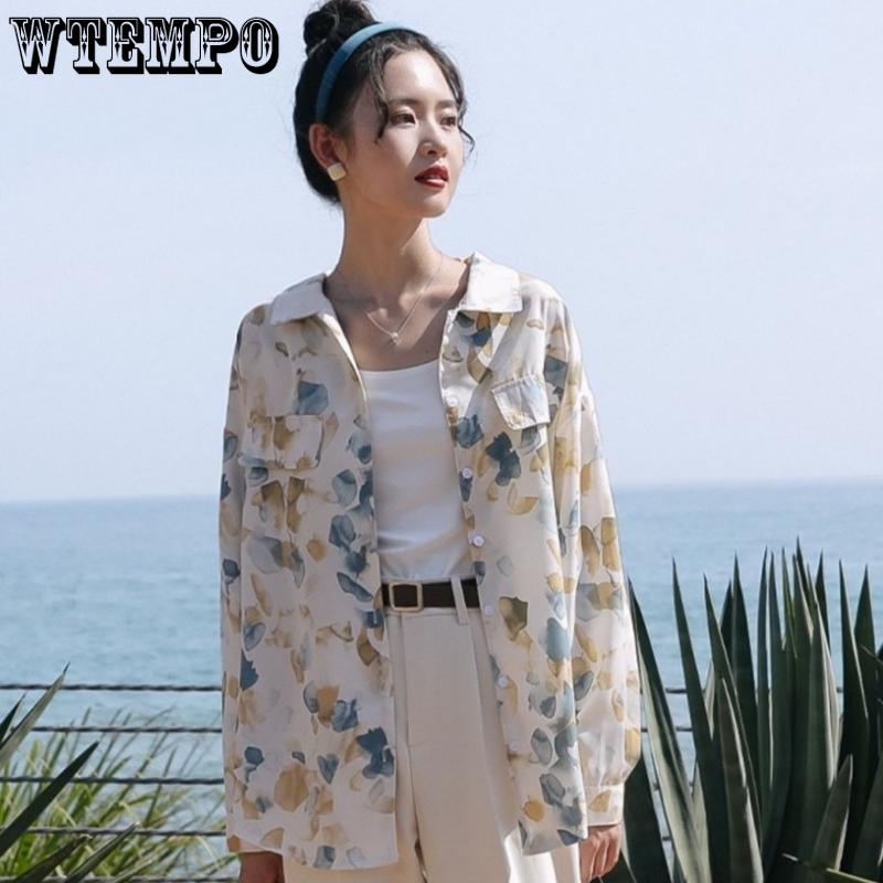 Vintage Tea Break Shirt Women's Spring and Autumn Blouse Loose Long-sleeved Japanese First Love Shirt with Design Feeling