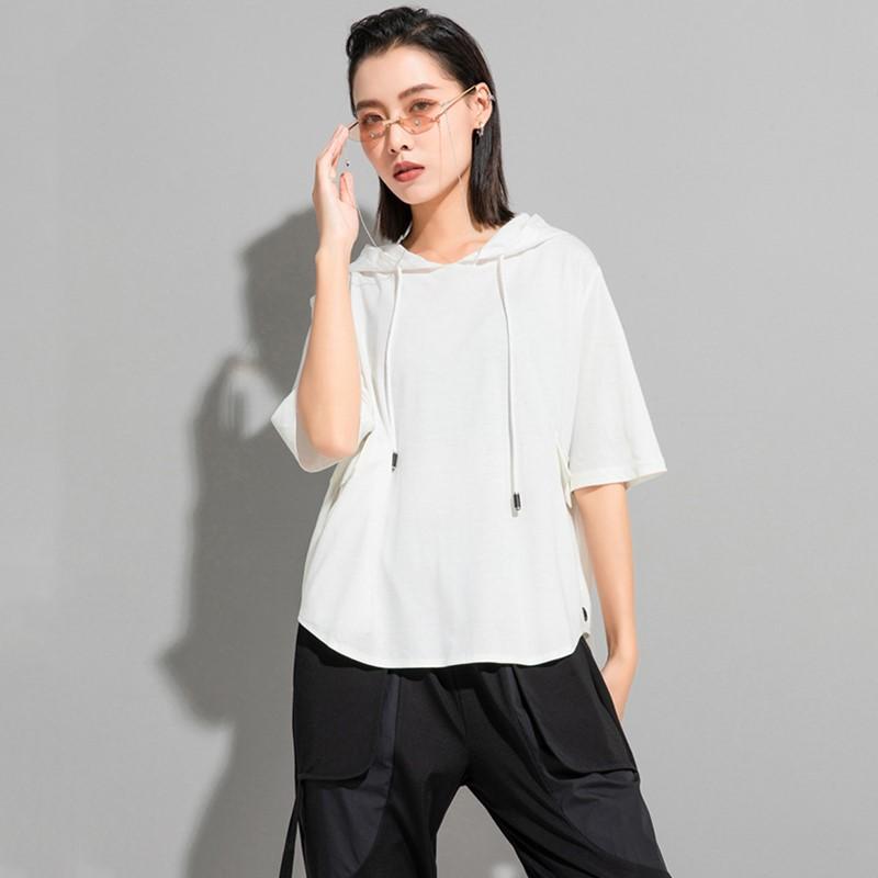 Short sleeve oversized hooded Casual loose summer t shirt tops Women t-shirt