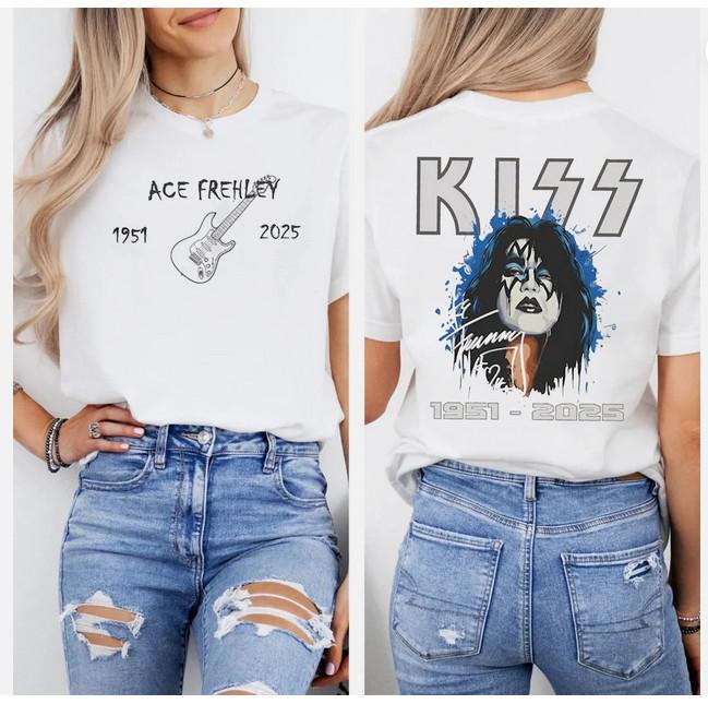 Футболка KISS Ace Frehley Memorial 1951-2025, Памятная футболка легендарного рок-гитариста 4XL