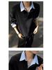 Herren Herbst Gestreiftes Patchwork Sweatshirt - Fake Zweiteiliger Kragen Langarm Streetwear Oberteil