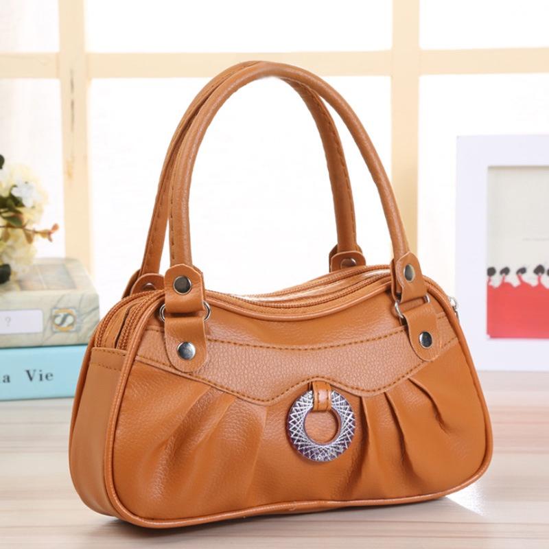 Elegant Pure Color Handbag For Women With Soft Pu Leather And Classic Design