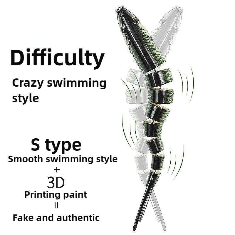 3 Pcs Realistic Swimming Bait Multi Joint Fish Lure Bait for Freshwater Saltwater Fish with 2 Treble Hooks