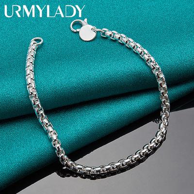 925 Sterling Silber 4MM Kettenarmband für Damen Herren Hochzeit Party Modeschmuck