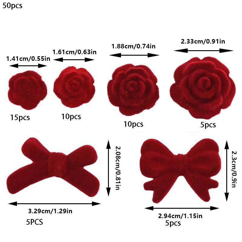

50pcs Flocked Rose Material Beads The Flowers Flocking DIY Jewelry Making for Valentine s Day and Christmas Gifts