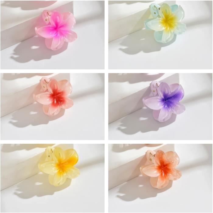 Hair Clips - Flower - Non-slip - 6 Pieces - Assorted Colors