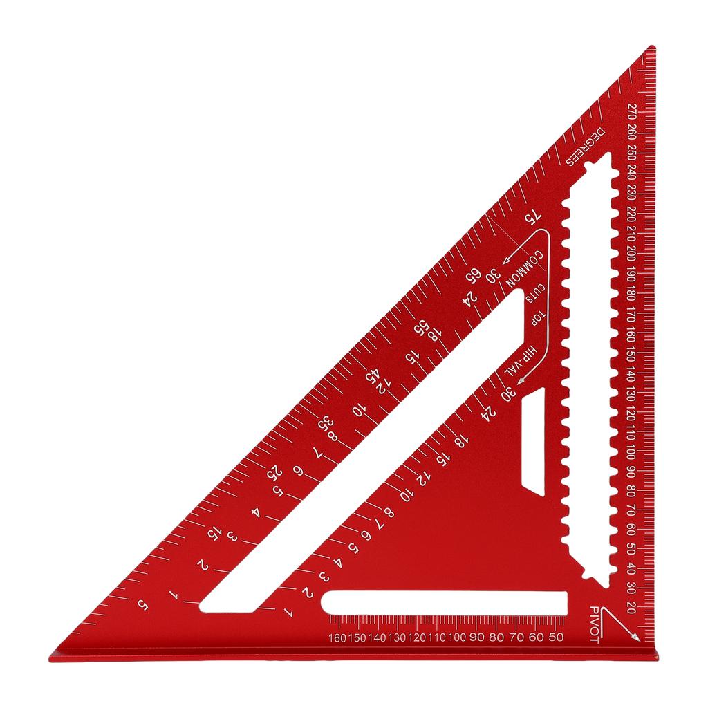 Taksparrevinkel i aluminium 12 tum Träbearbetningslayoutverktyg Metalltriangel Vinkelmätare för träbearbetning och snickeri Röd