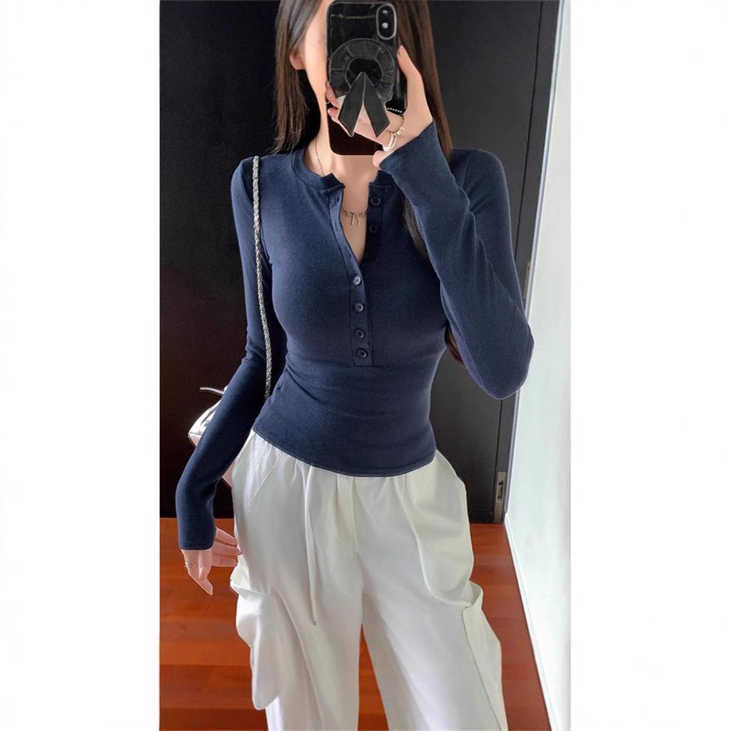 Women's Long Sleeved T-shirt Slim Fit T-shirt Top Autumn New Slim Fit Bottom Top