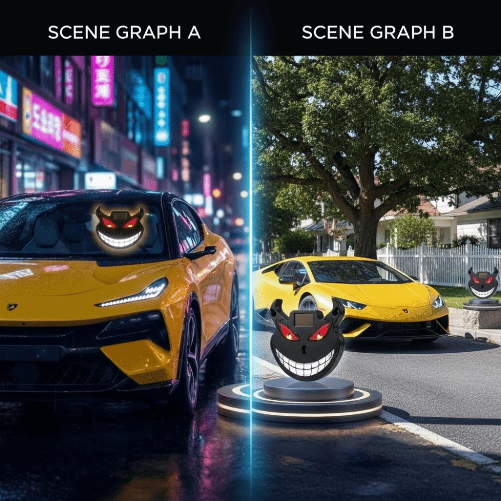 Eye Shape Flashing Car Light Solar Self-Charging Ambient Signal Lamp Sedan Window