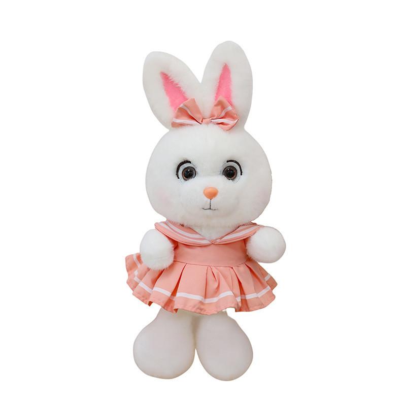Plush Rabbit Toy With Dress And Bow Decoration For Girls Gift And Comfort