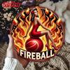 1PC Fireball Themed Metal Round Wall Sign, HD 2D Print Art Decor for Bedroom Living Room
