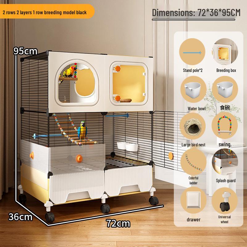 Hao Lei De Zhu Large Anti-Splash Parrot Cage for Cockatiel, Budgie, Lovebird, Sun Conure