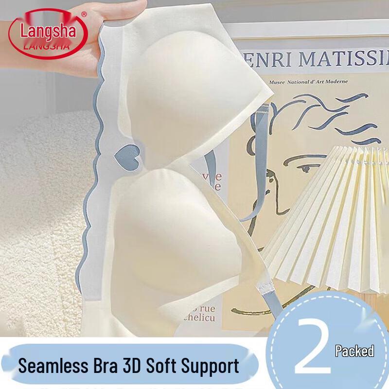 Lonsa Women s 2-Pack Seamless Wireless Push-Up Bra M