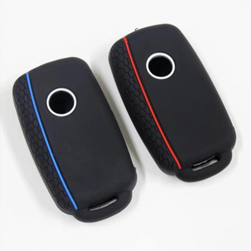 Autoschlüsselhülle für VW Golf Jetta POLO für Skoda Yeti Superb Rapid Octavia für SEAT Leon Ibiza 3-Tasten-Silikon-Schlüsselhülle