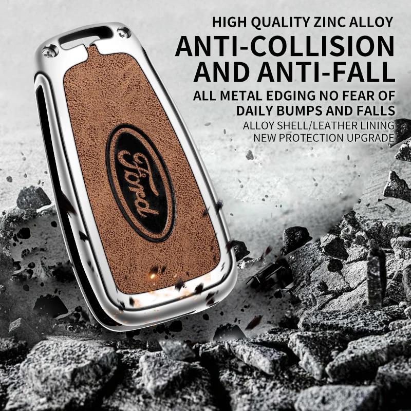 Car Sticker New 2025 Hot Car Metal Leather Key Shell Case Ford Ranger C-Max S-Max Focus 2 3 MK3 Galaxy Mondeo Transit Tourneo Ec