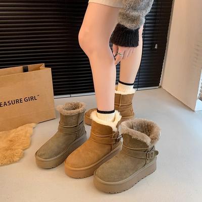 Beliebte Zwei-Wege-Schneestiefel mit dicker Sohle für Damen 2024 neu Winter Samt verdickt Fell integriert warm Nordost Baumwollschuhe