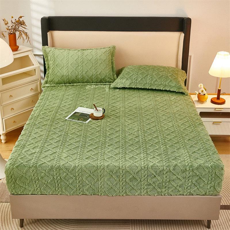 Gaoke Heavy Tafu Fleece Fitted Sheet, Bedcover, Single Piece Cotton Clip Mattress Protective Cover, Winter Fitted Sheet, Single Piece
