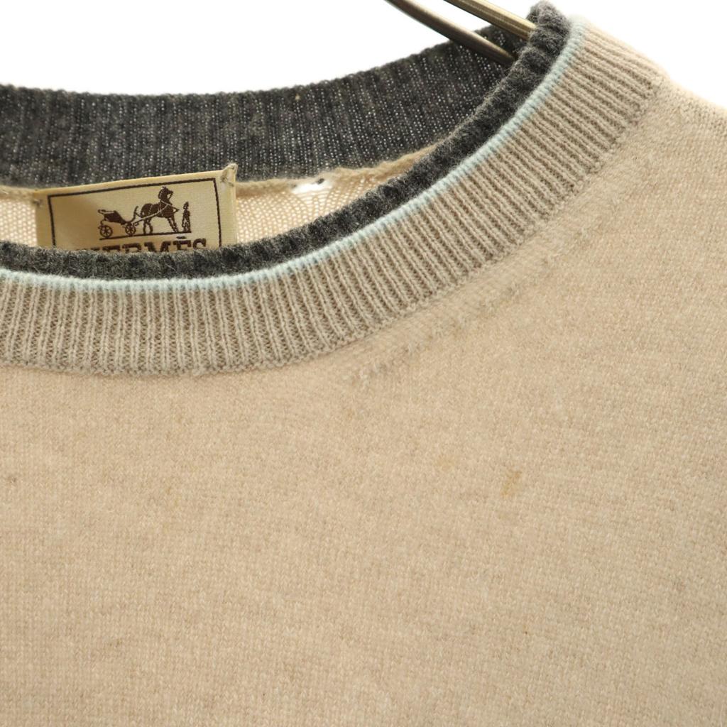 Hermes Made In Italy 100% Cashmere Long Sleeve Sweater XS Beige Knit Men's Used