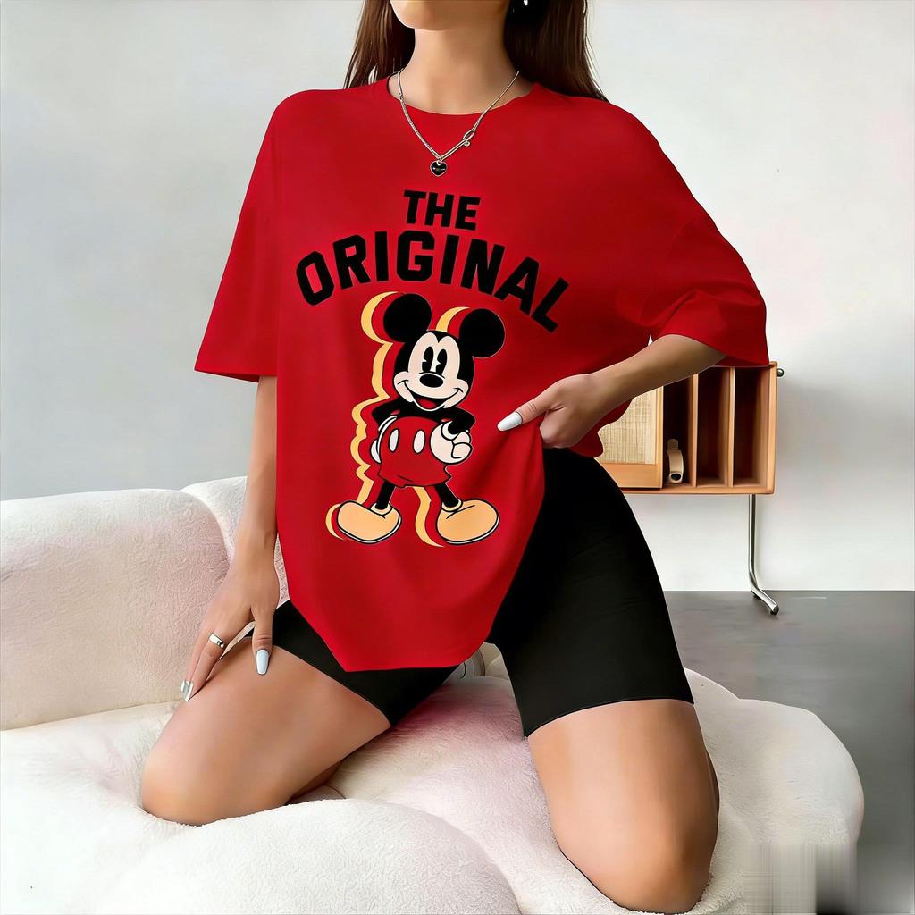 Maglietta Vintage Originale Disney Donna Uomo Oversize Cotone Streetwear Top Estate 2026 Casual T-shirt Stampa Grafica Micky Larga Y2k