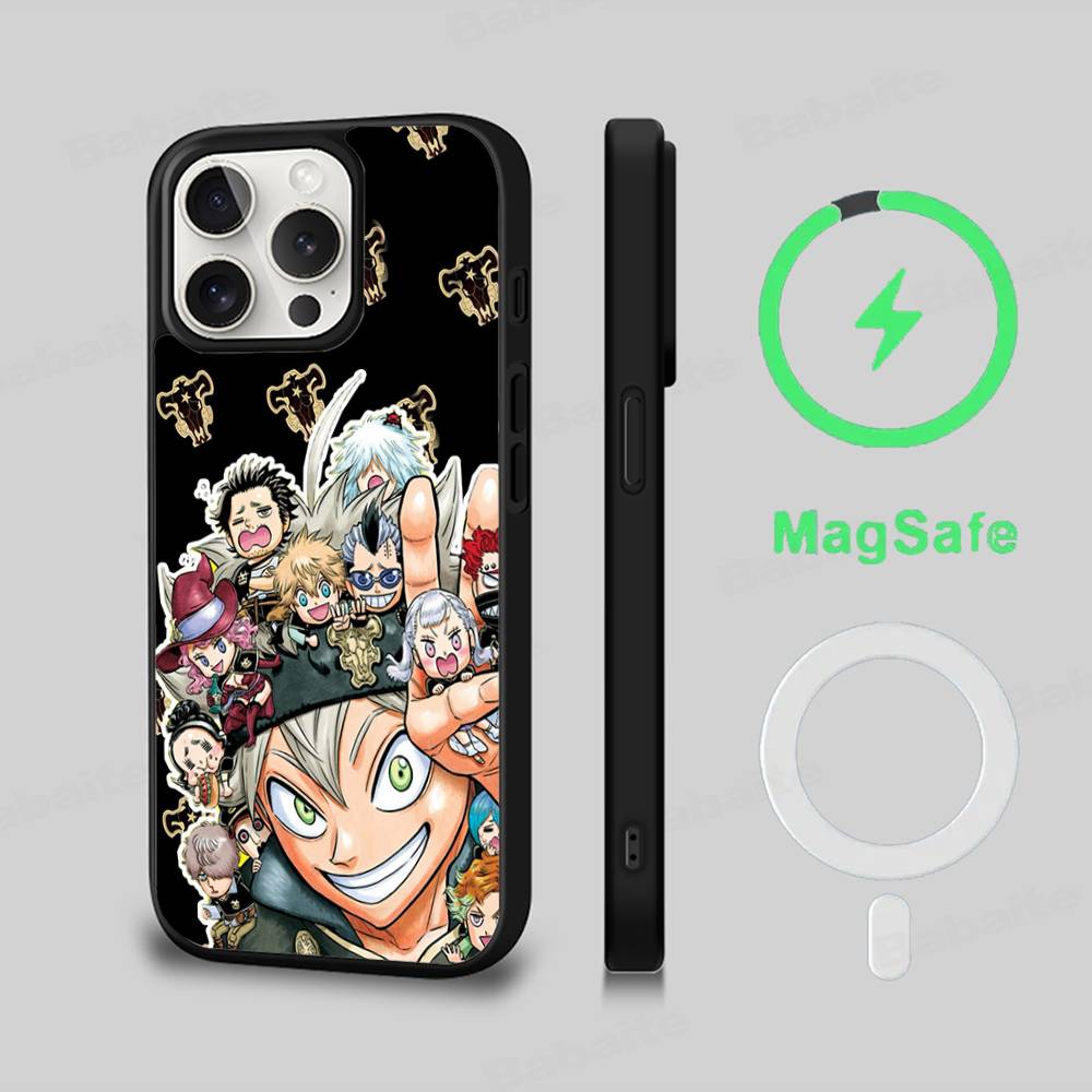 Anime Black C-Clover Phone Case Magnetic Case For IPhone 16 14 13 12 11 15 Pro Max Plus For Magsafe Wireless Charge Cover