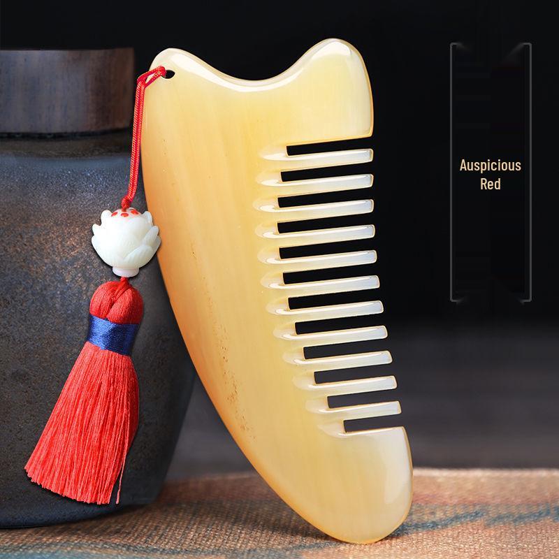 Natural Ox Horn Wide-Tooth Curly Hair Comb - Scalp Massage for Men & Women