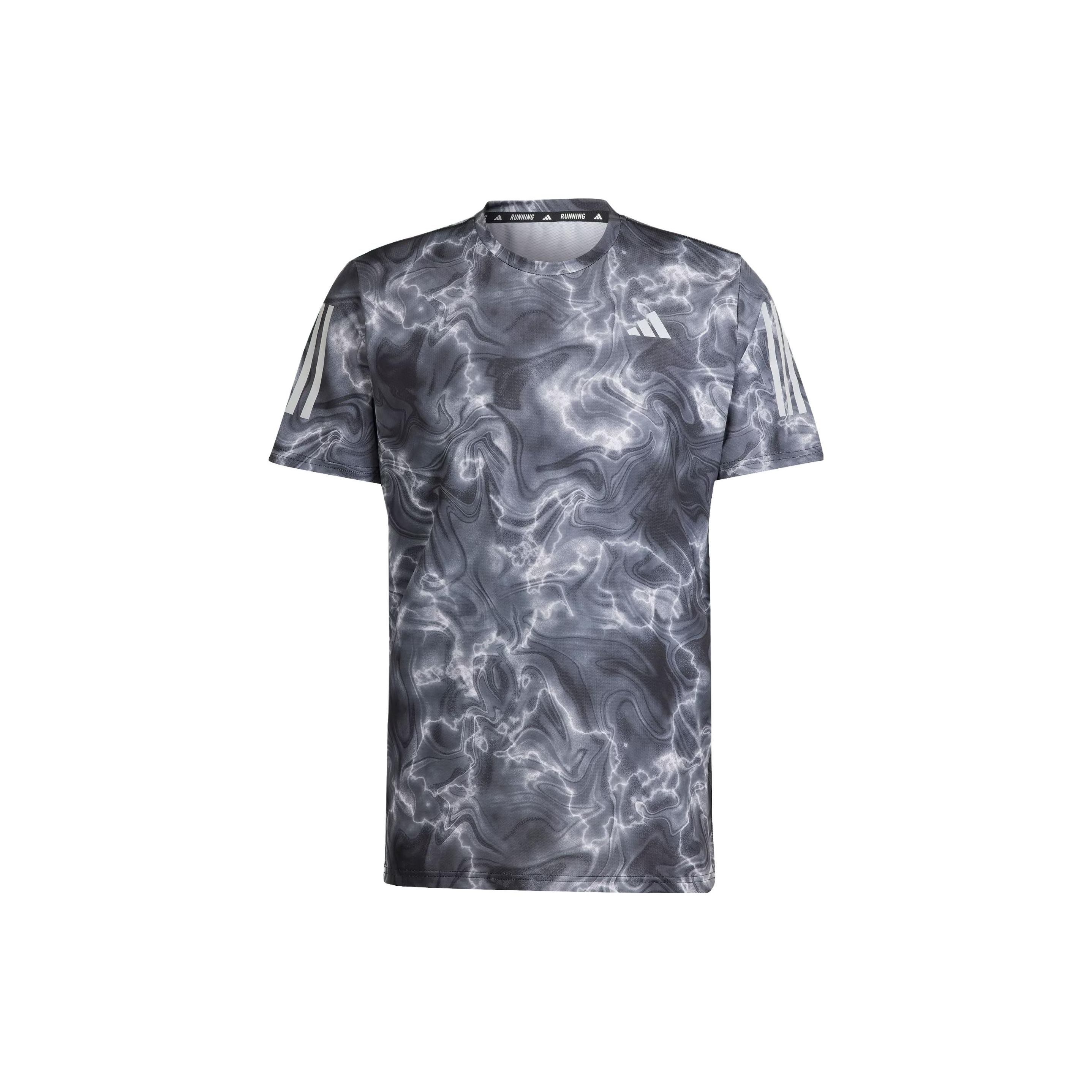 

Adidas Быстросохнущая футболка для бега Own The Run Allover с принтом, мужские топы, темно-серые IB6394