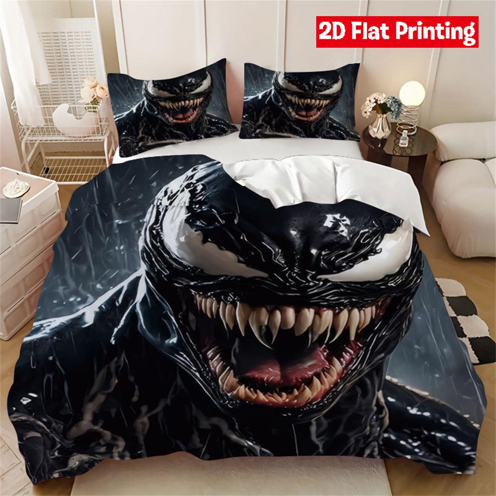 Venom Anime Duvet Cover Set, Anime Bedding Bed Sets Soft Microfiber Quilt Cover Set, Comforter Cover with Zipper For Kids Boys